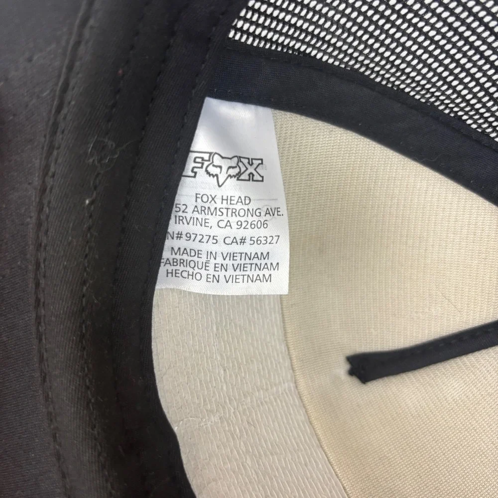 Fox Racing Hat Mens OSFA Black‎ Mesh Snapback Trucker Cap White Piping Logo